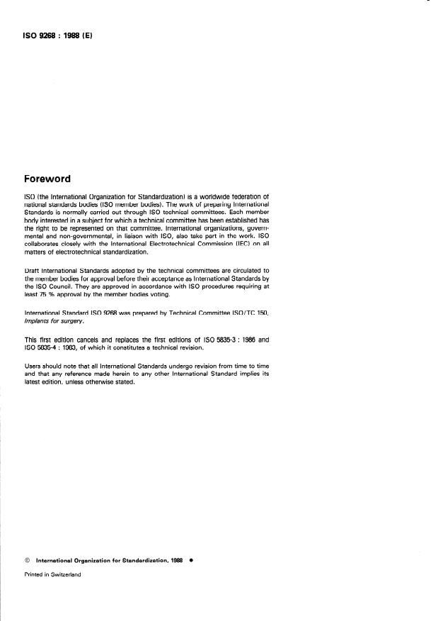 ISO 9268:1988 ISO 9268:1988 - Implants for surgery -- Metal bone screws with conical under-surface of head -- Dimensions - Page 2 preview
