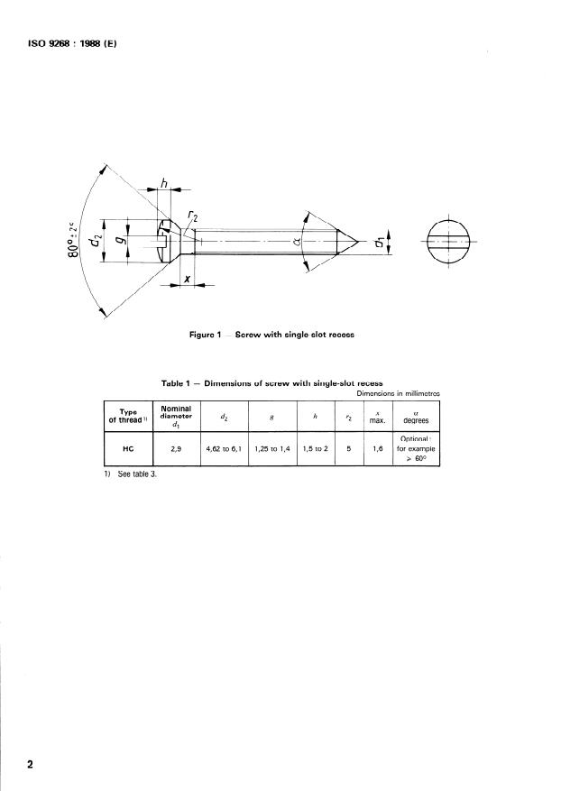 ISO 9268:1988 ISO 9268:1988 - Implants for surgery -- Metal bone screws with conical under-surface of head -- Dimensions - Page 4 preview