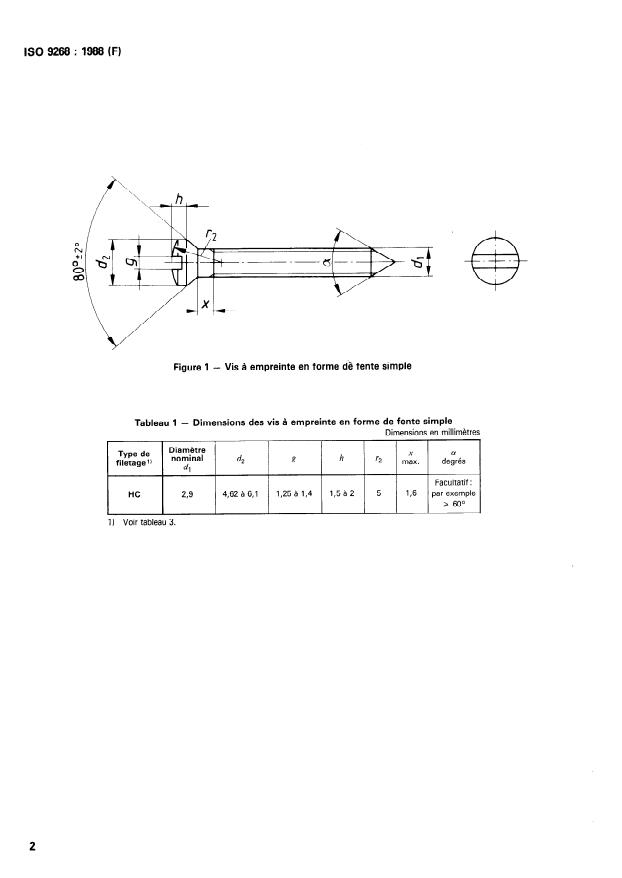 ISO 9268:1988 ISO 9268:1988 - Implants chirurgicaux -- Vis métalliques a embase conique pour os -- Dimensions - Page 4 preview