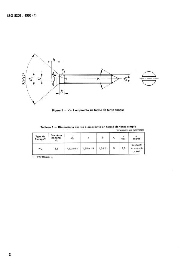 ISO 9268:1988 ISO 9268:1988 - Implants chirurgicaux -- Vis métalliques a embase conique pour os -- Dimensions - Page 4 preview