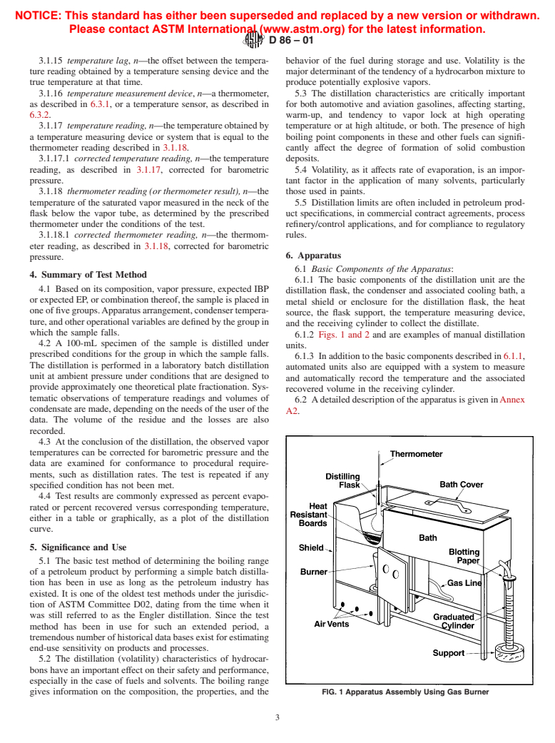 ASTM D86-01 - Standard Test Method for Distillation of Petroleum Products at Atmospheric Pressure