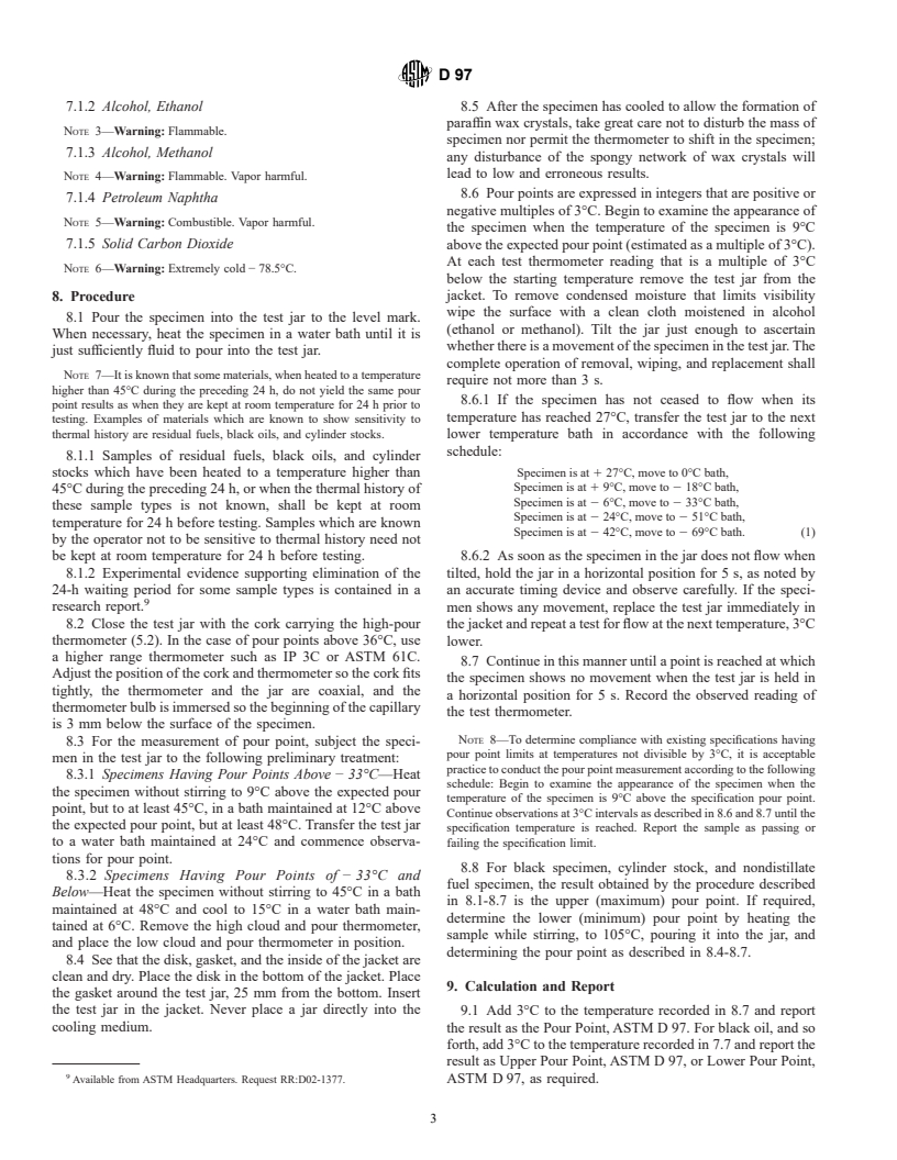 ASTM D97-96a - Standard Test Method for Pour Point of Petroleum Products