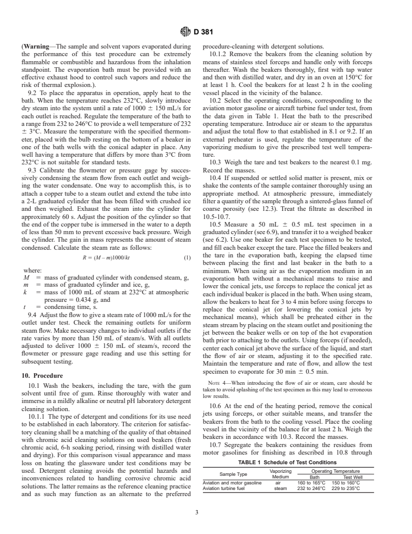 ASTM D381-00 - Standard Test Method for Gum Content in Fuels by Jet Evaporation