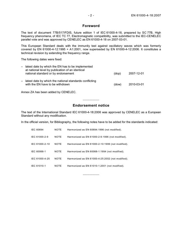 SIST EN 61000-4-18:2007 SIST EN 61000-4-18:2007 - Page 4 preview