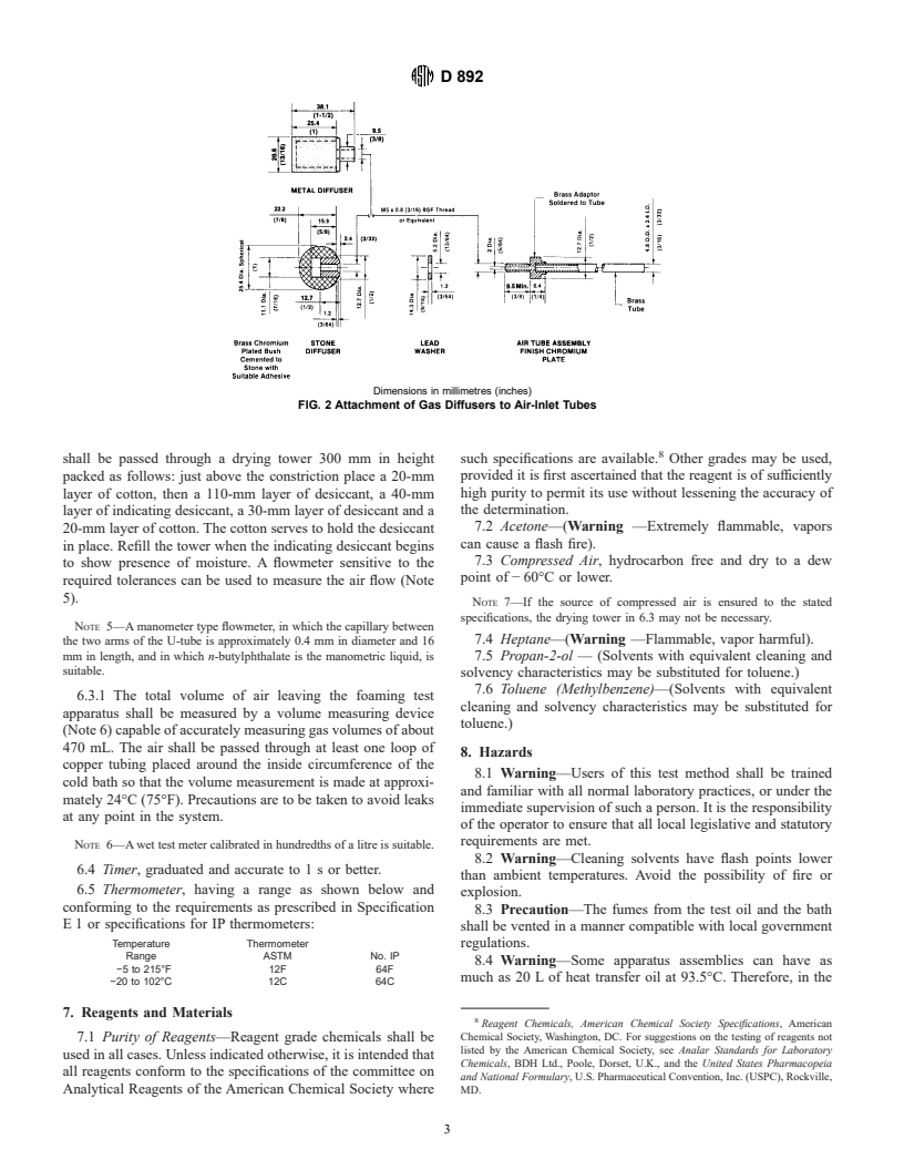 ASTM D892-01 - Standard Test Method for Foaming Characteristics of Lubricating Oils