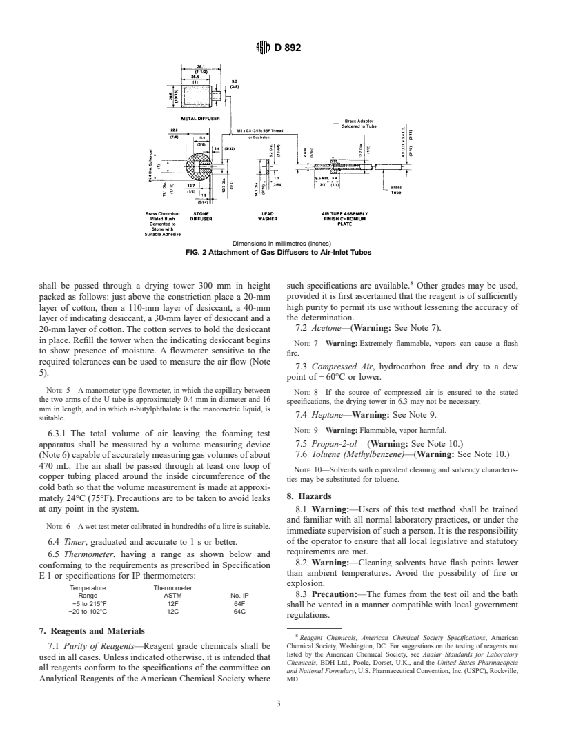 ASTM D892-98 - Standard Test Method for Foaming Characteristics of Lubricating Oils