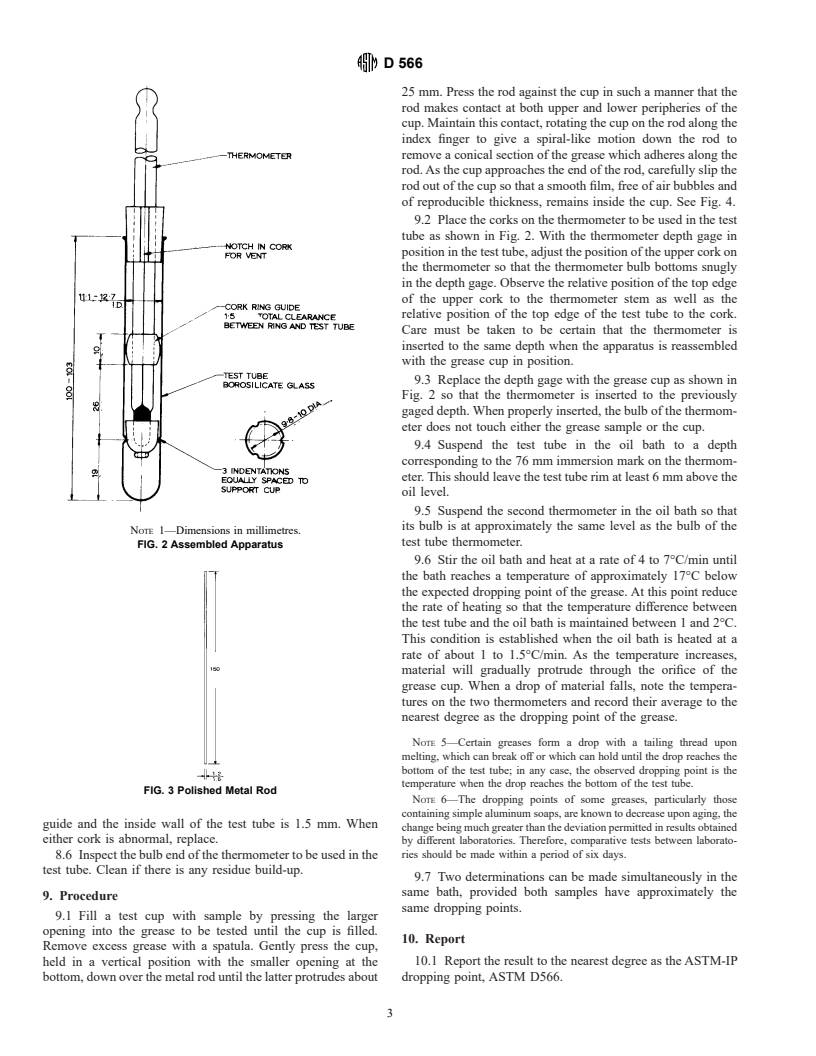 ASTM D566-97 - Standard Test Method for Dropping Point of Lubricating Grease