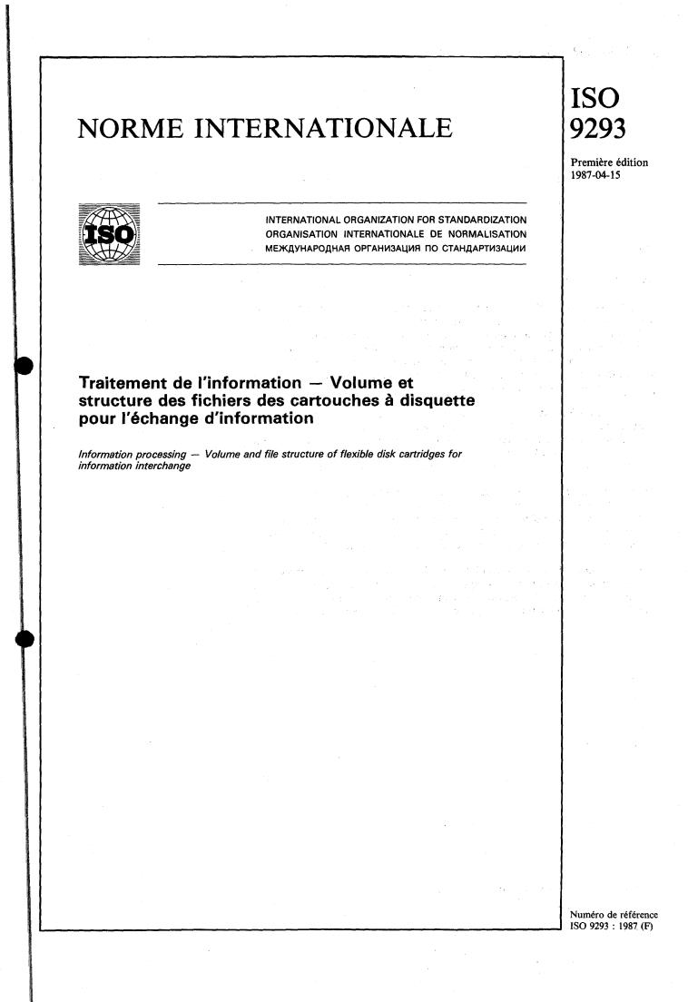 ISO 9293:1987 - Information processing — Volume and file structure of flexible disk cartridges for information interchange
Released:4/9/1987