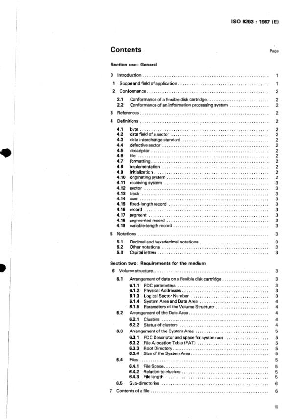 ISO 9293:1987 - Information processing -- Volume and file structure of flexible disk cartridges for information interchange