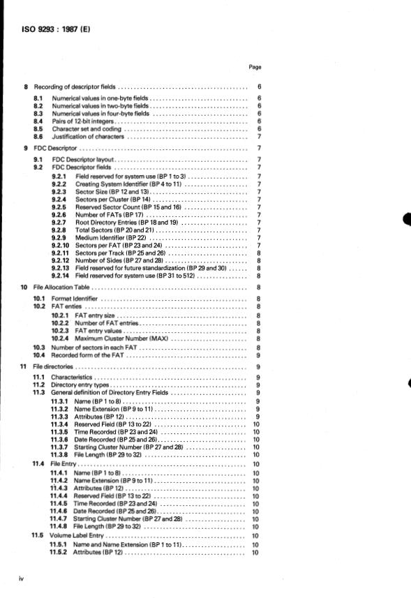 ISO 9293:1987 ISO 9293:1987 - Information processing -- Volume and file structure of flexible disk cartridges for information interchange - Page 4 preview