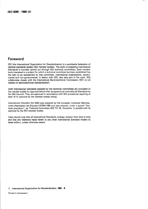 ISO 9295:1988 ISO 9295:1988 - Acoustics -- Measurement of high-frequency noise emitted by computer and business equipment - Page 2 preview