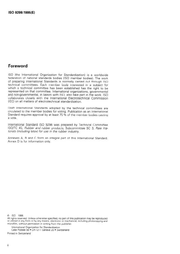 ISO 9298:1995 ISO 9298:1995 - Rubber compounding ingredients -- Zinc oxide -- Test methods - Page 2 preview