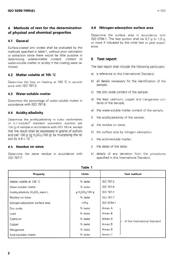 ISO 9298:1995 ISO 9298:1995 - Rubber compounding ingredients -- Zinc oxide -- Test methods - Page 4 preview