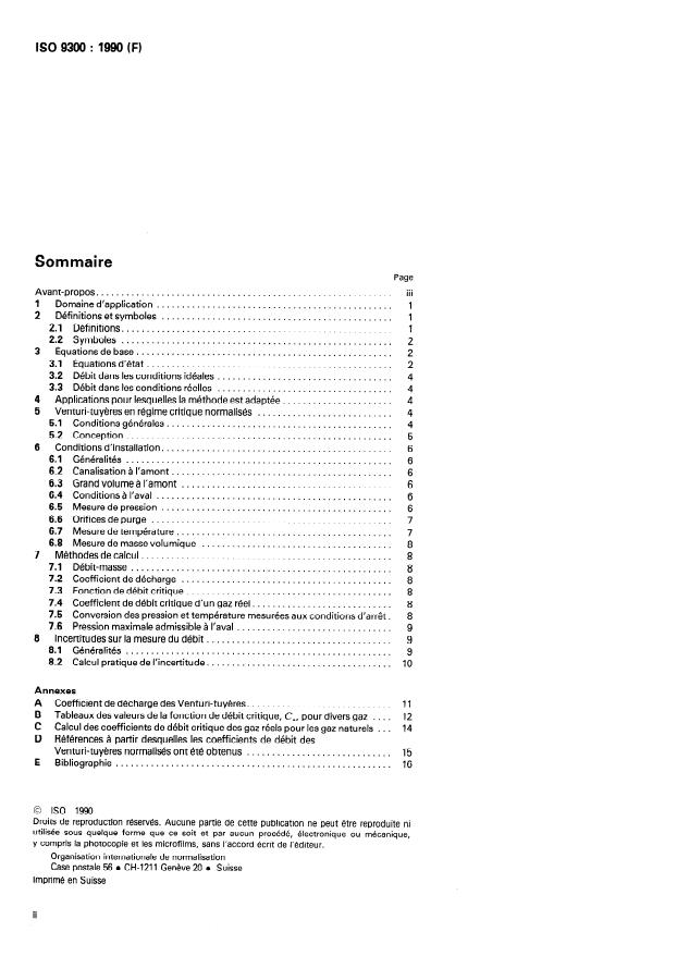 ISO 9300:1990 ISO 9300:1990 - Mesure de débit de gaz au moyen de Venturi-tuyeres en régime critique - Page 2 preview