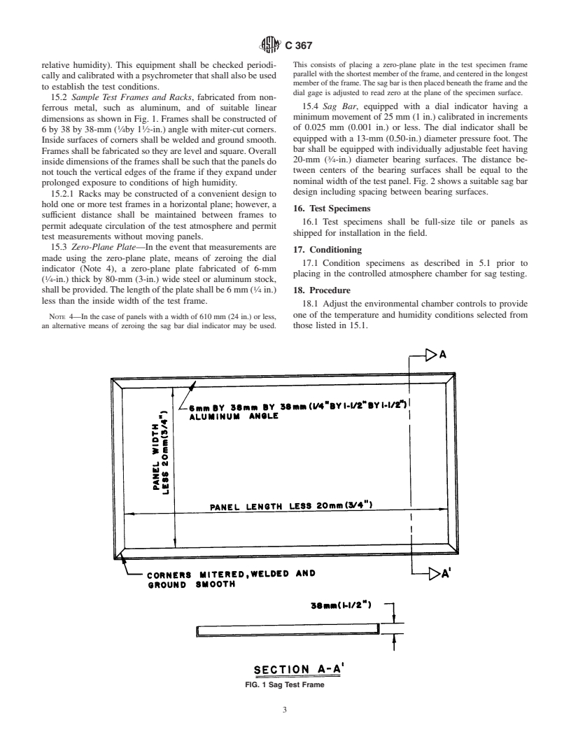 ASTM C367-99 - Standard Test Methods for Strength Properties of Prefabricated Architectural Acoustical Tile or Lay-In Ceiling Panels