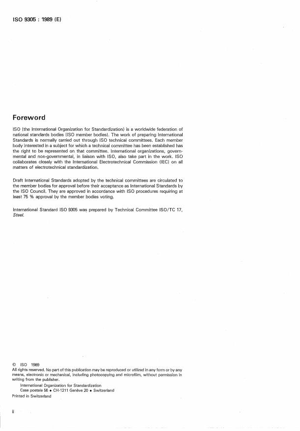 ISO 9305:1989 ISO 9305:1989 - Seamless steel tubes for pressure purposes -- Full peripheral ultrasonic testing for the detection of transverse imperfections - Page 2 preview