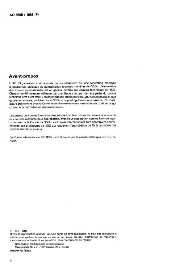 ISO 9305:1989 ISO 9305:1989 - Tubes en acier sans soudure pour service sous pression -- Contrôle aux ultrasons sur toute la circonférence pour la détection des imperfections transversales - Page 2 preview