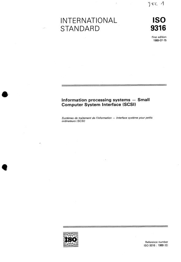 ISO 9316:1989 - Information processing systems -- Small Computer System Interface (SCSI)
