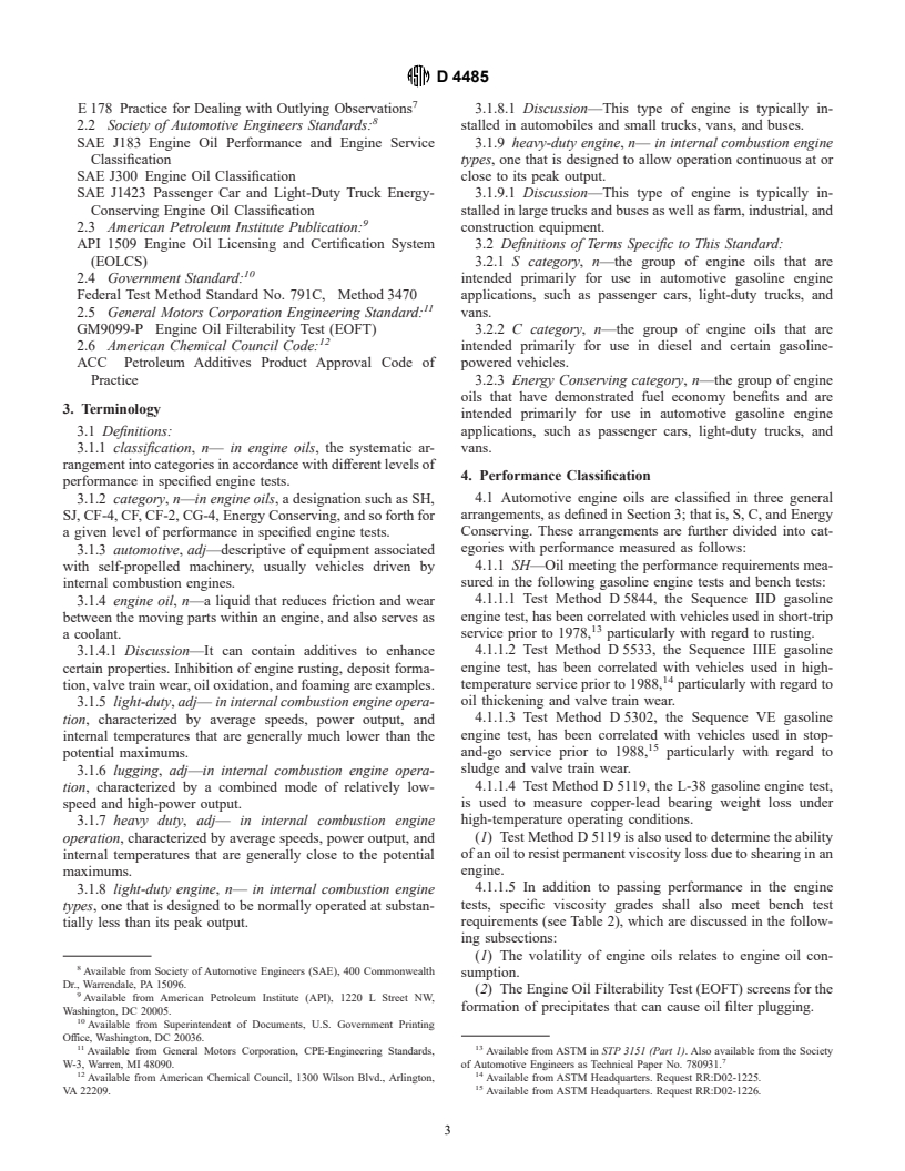 ASTM D4485-01 - Standard Specification for Performance of Engine Oils