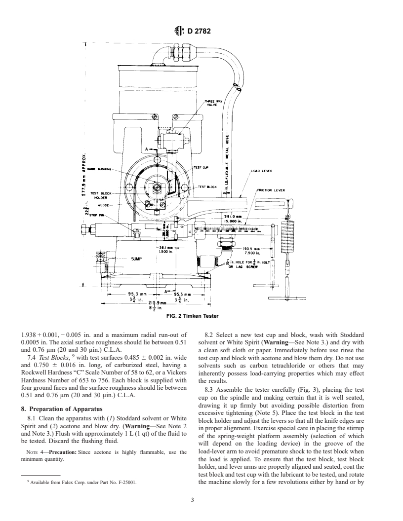 ASTM D2782-94(1996) - Standard Test Method for Measurement of Extreme-Pressure Properties of Lubricating Fluids (Timken Method)