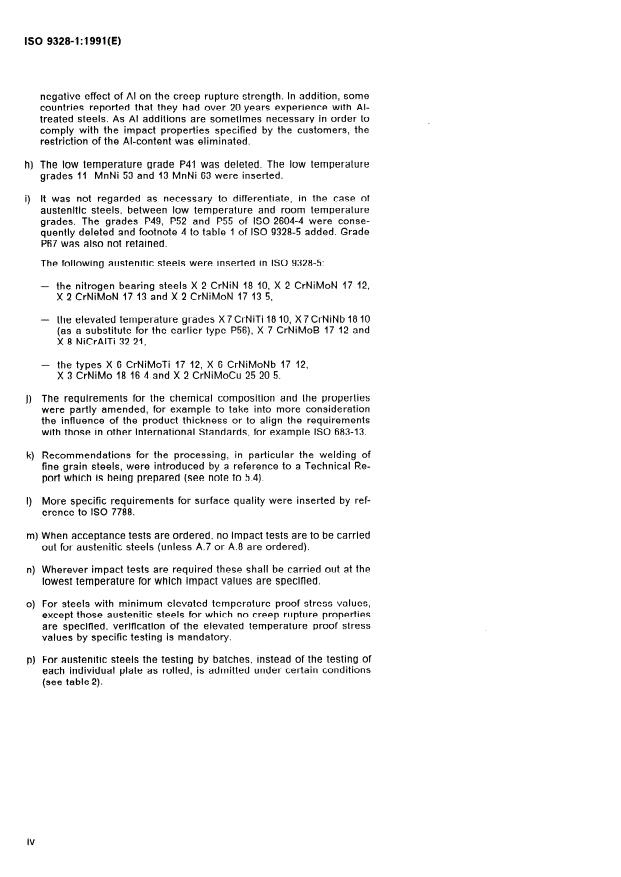 ISO 9328-1:1991 ISO 9328-1:1991 - Steel plates and strips for pressure purposes -- Technical delivery conditions - Page 4 preview