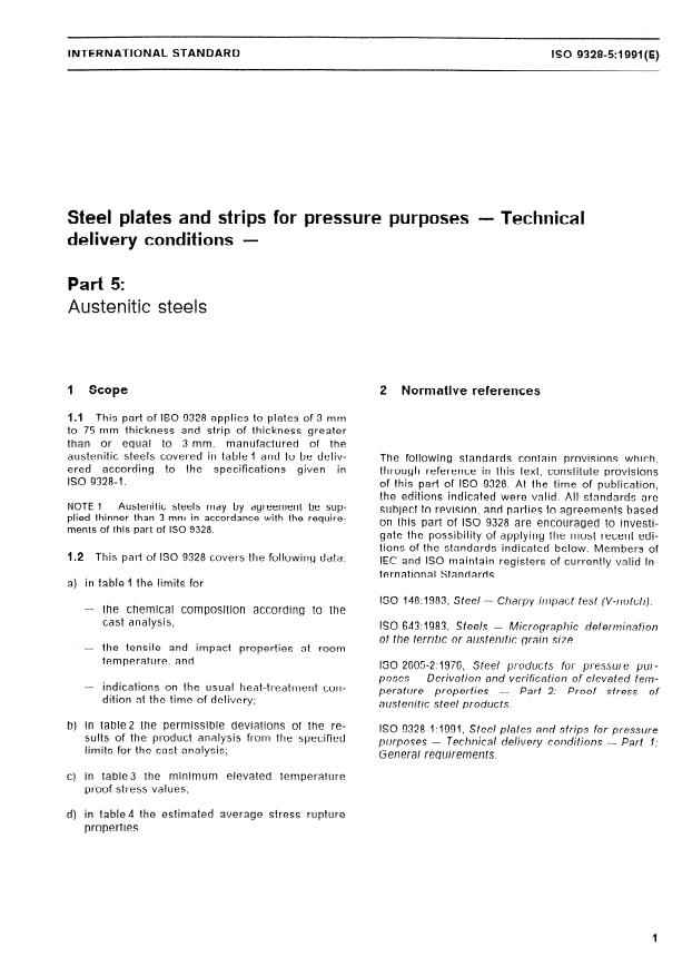 ISO 9328-5:1991 - Steel plates and strips for pressure purposes -- Technical delivery conditions