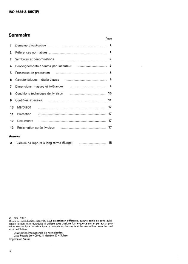 ISO 9329-2:1997 ISO 9329-2:1997 - Tubes en acier sans soudure pour service sous pression -- Conditions techniques de livraison - Page 2 preview