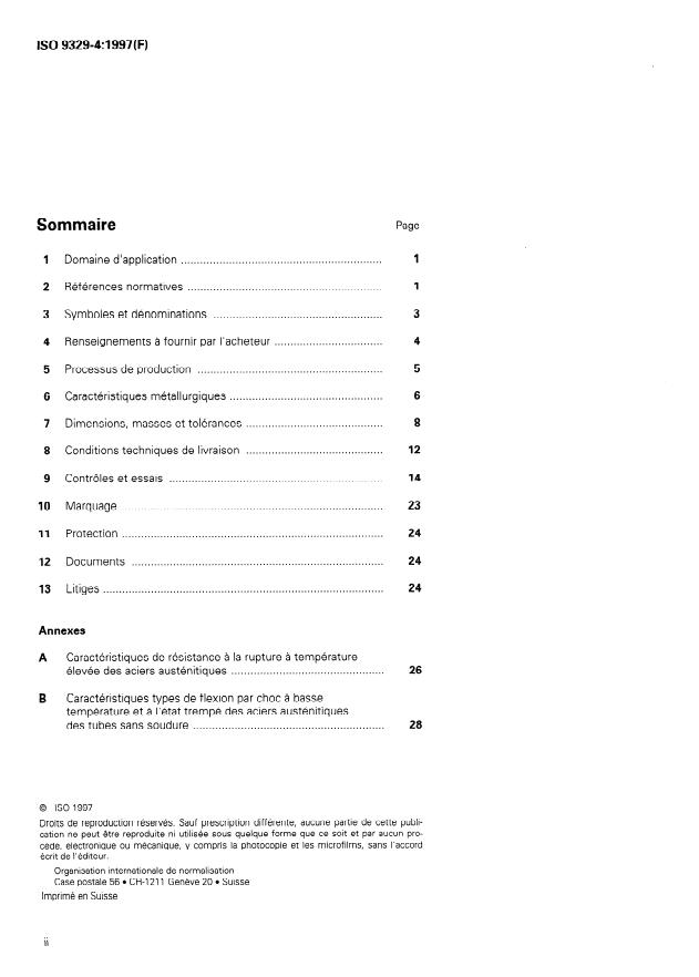 ISO 9329-4:1997 ISO 9329-4:1997 - Tubes sans soudure en acier pour service sous pression -- Conditions techniques de livraison - Page 2 preview