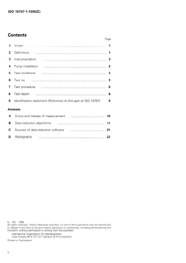 ISO 10767-1:1996 ISO 10767-1:1996 - Hydraulic fluid power -- Determination of pressure ripple levels generated in systems and components - Page 2 preview