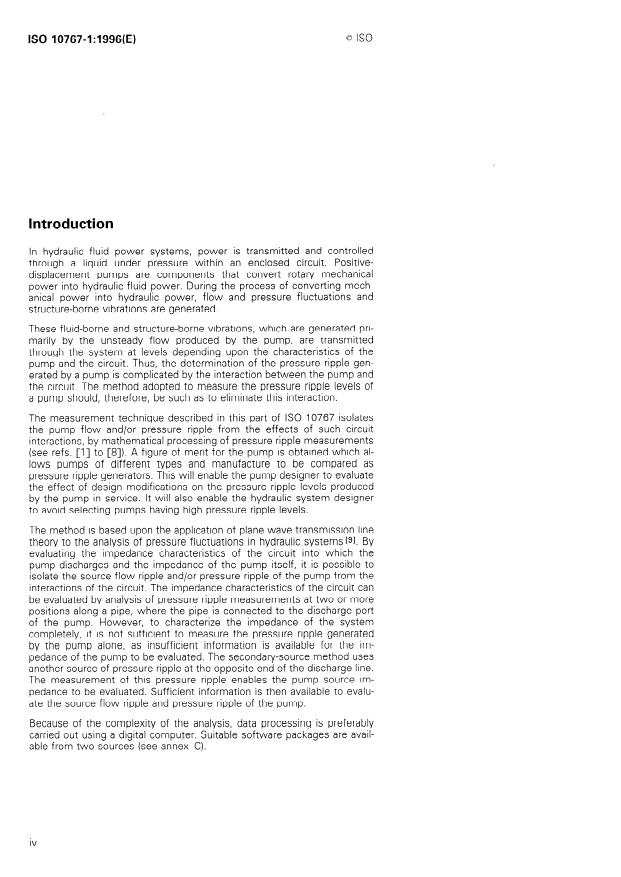 ISO 10767-1:1996 ISO 10767-1:1996 - Hydraulic fluid power -- Determination of pressure ripple levels generated in systems and components - Page 4 preview