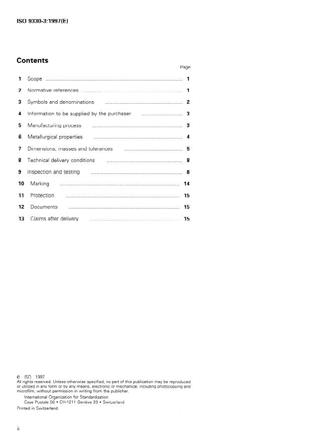 ISO 9330-3:1997 ISO 9330-3:1997 - Welded steel tubes for pressure purposes -- Technical delivery conditions - Page 2 preview