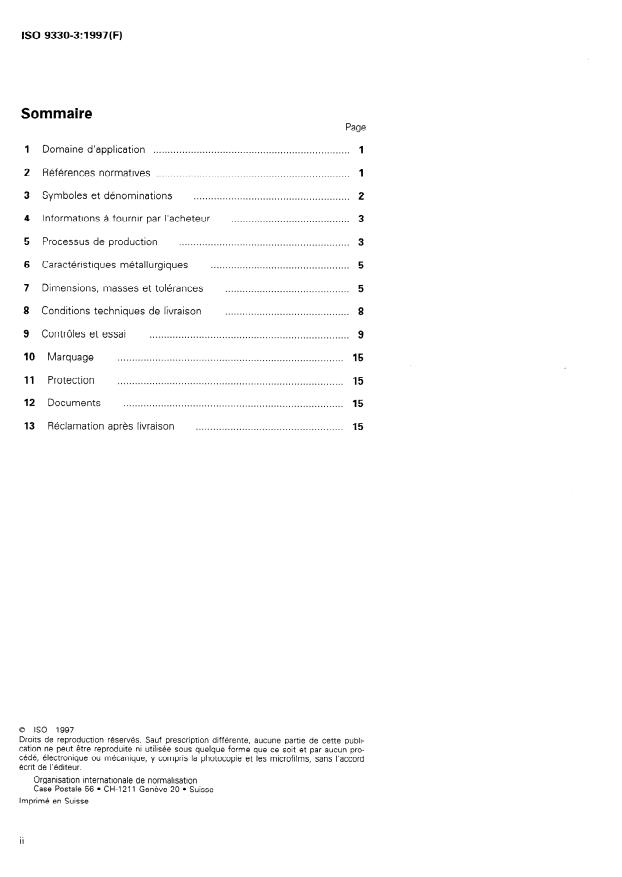 ISO 9330-3:1997 ISO 9330-3:1997 - Tubes en acier soudés pour service sous pression -- Conditions techniques de livraison - Page 2 preview