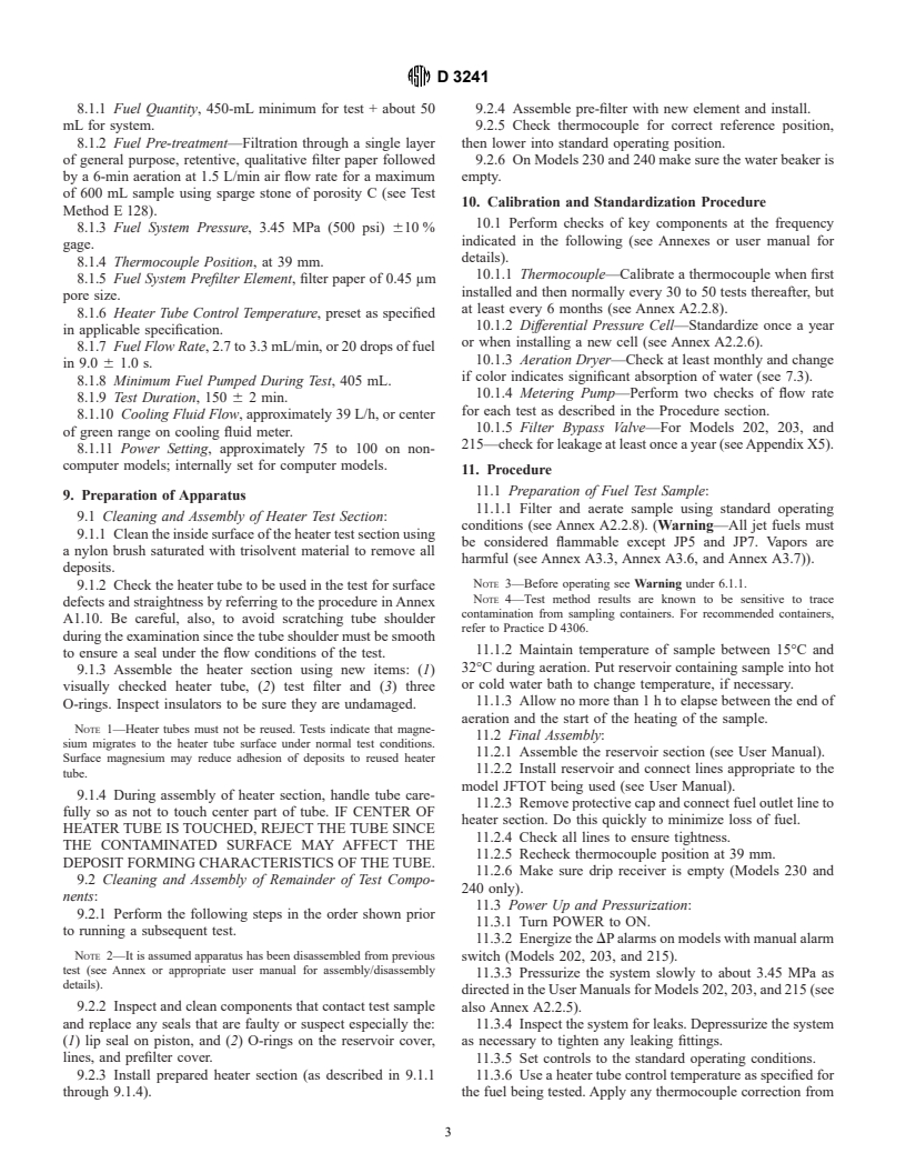 ASTM D3241-01 - Standard Test Method for Thermal Oxidation Stability of Aviation Turbine Fuels (JFTOT Procedure)