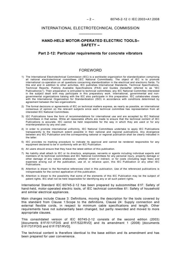 IEC 60745-2-12:2003+AMD1:2008 CSV IEC 60745-2-12:2003+AMD1:2008 CSV - Hand-held motor-operated electric tools - Safety - Part 2-12: Particular requirements for concrete vibrators - Page 4 preview
