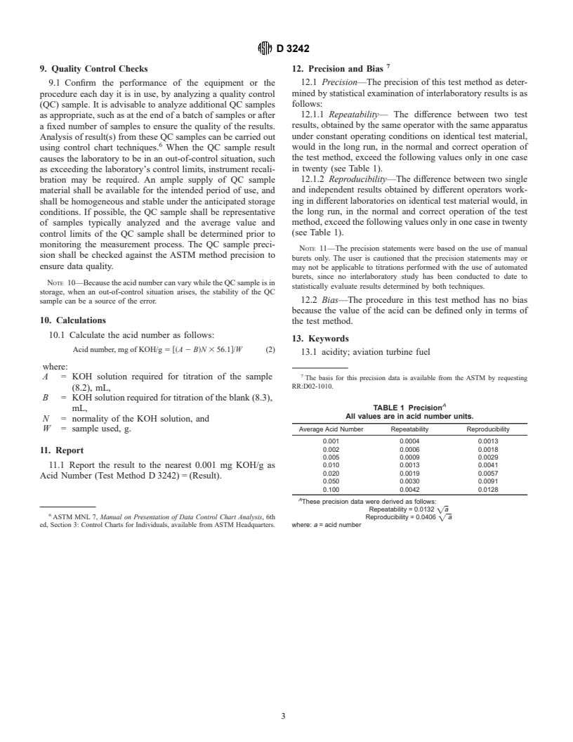 ASTM D3242-98 - Standard Test Method for Acidity in Aviation Turbine Fuel