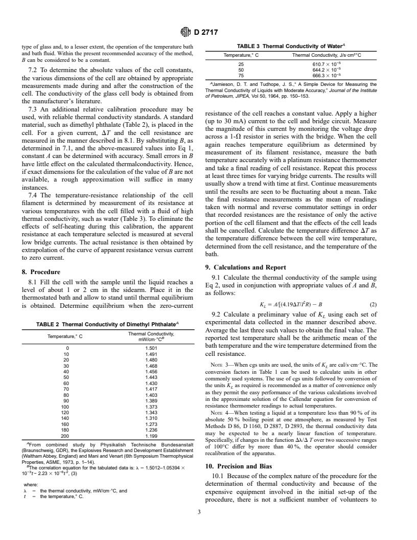 ASTM D2717-95 - Standard Test Method for Thermal Conductivity of Liquids