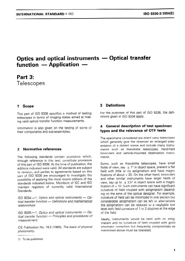 ISO 9336-3:1994 - Optics and optical instruments -- Optical transfer function -- Application