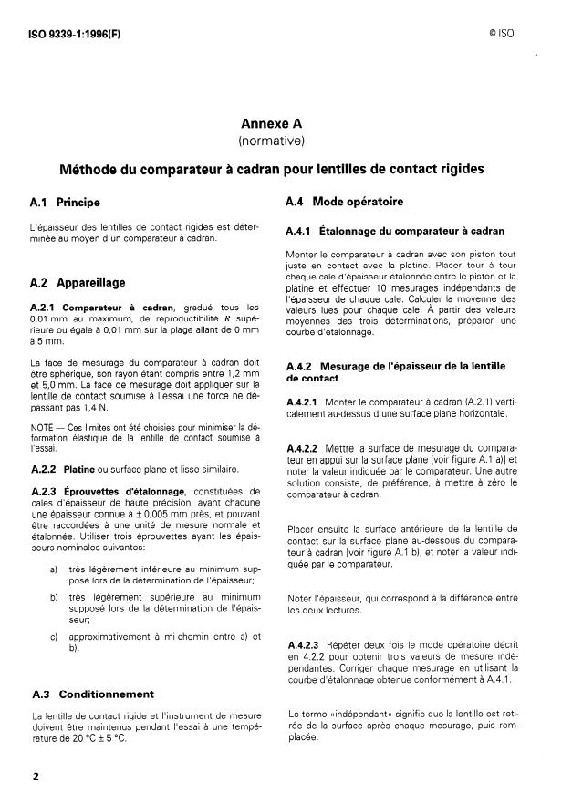 ISO 9339-1:1996 ISO 9339-1:1996 - Optique et instruments d'optique -- Lentilles de contact -- Détermination de l'épaisseur - Page 4 preview