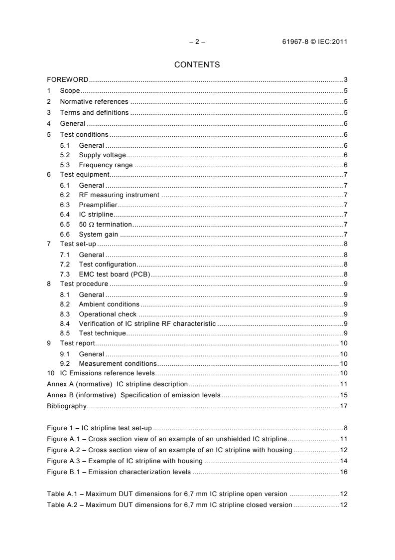 IEC 61967-8:2011 IEC 61967-8:2011 - Integrated circuits - Measurement of electromagnetic emissions - Part 8: Measurement of radiated emissions - IC stripline method - Page 4 preview