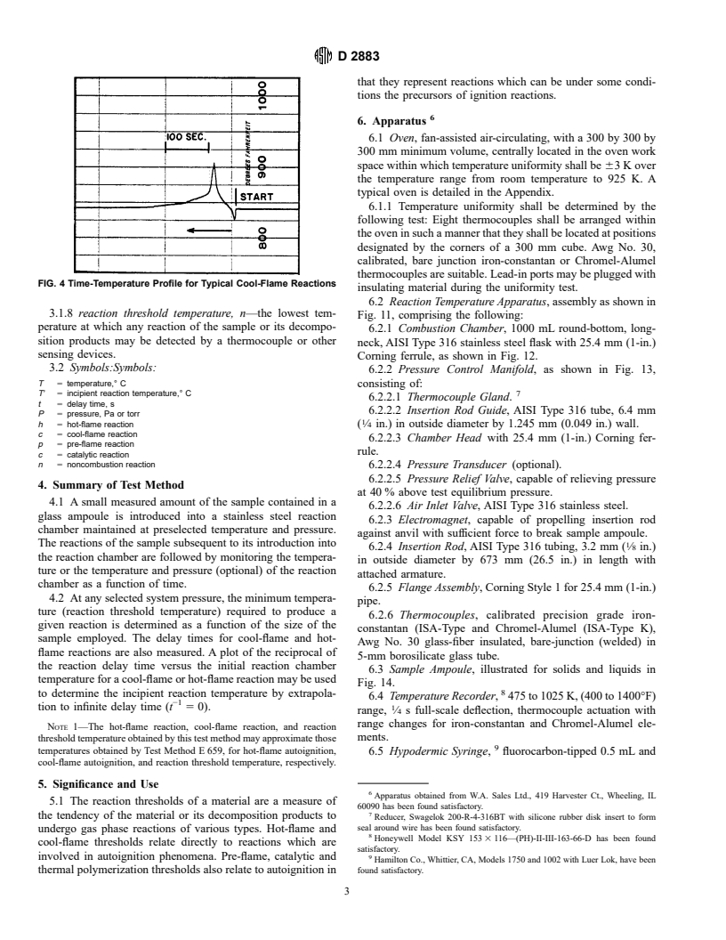 ASTM D2883-95 - Standard Test Method for Reaction Threshold Temperature of Liquid and Solid Materials