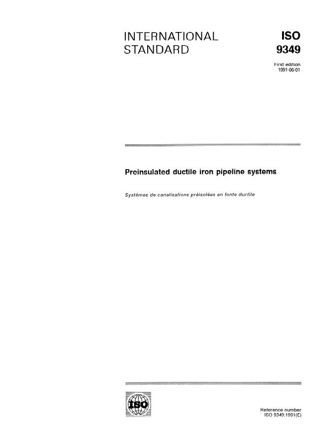 ISO 9349:1991 - Preinsulated ductile iron pipeline systems