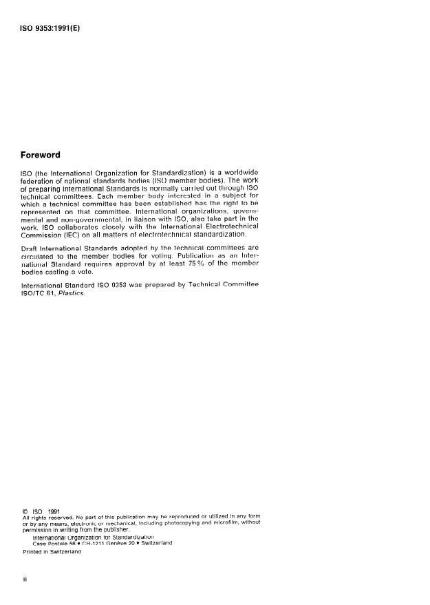 ISO 9353:1991 ISO 9353:1991 - Glass-reinforced plastics -- Preparation of plates with unidirectional reinforcements by bag moulding - Page 2 preview