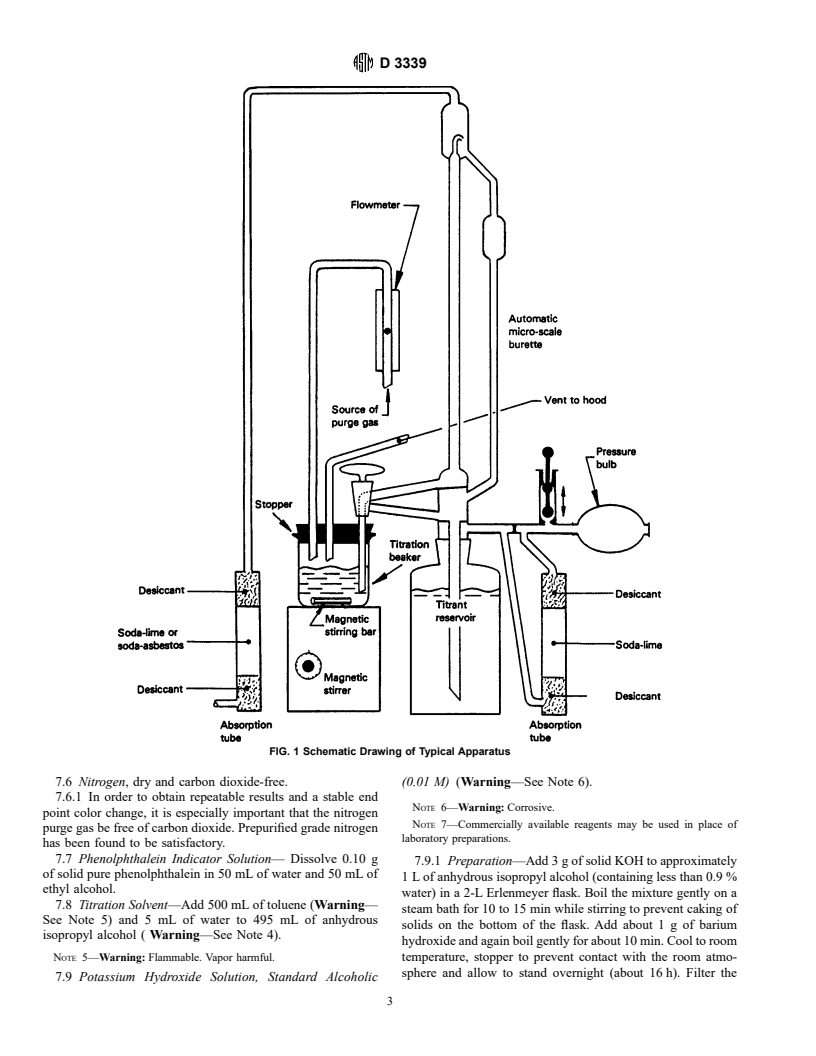 ASTM D3339-95e2 - Standard Test Method for Acid Number of Petroleum Products by Semi-Micro Color Indicator Titration