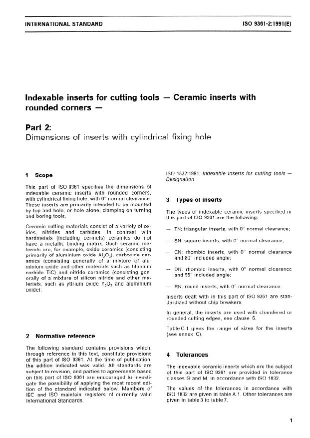 ISO 9361-2:1991 - Indexable inserts for cutting tools -- Ceramic inserts with rounded corners