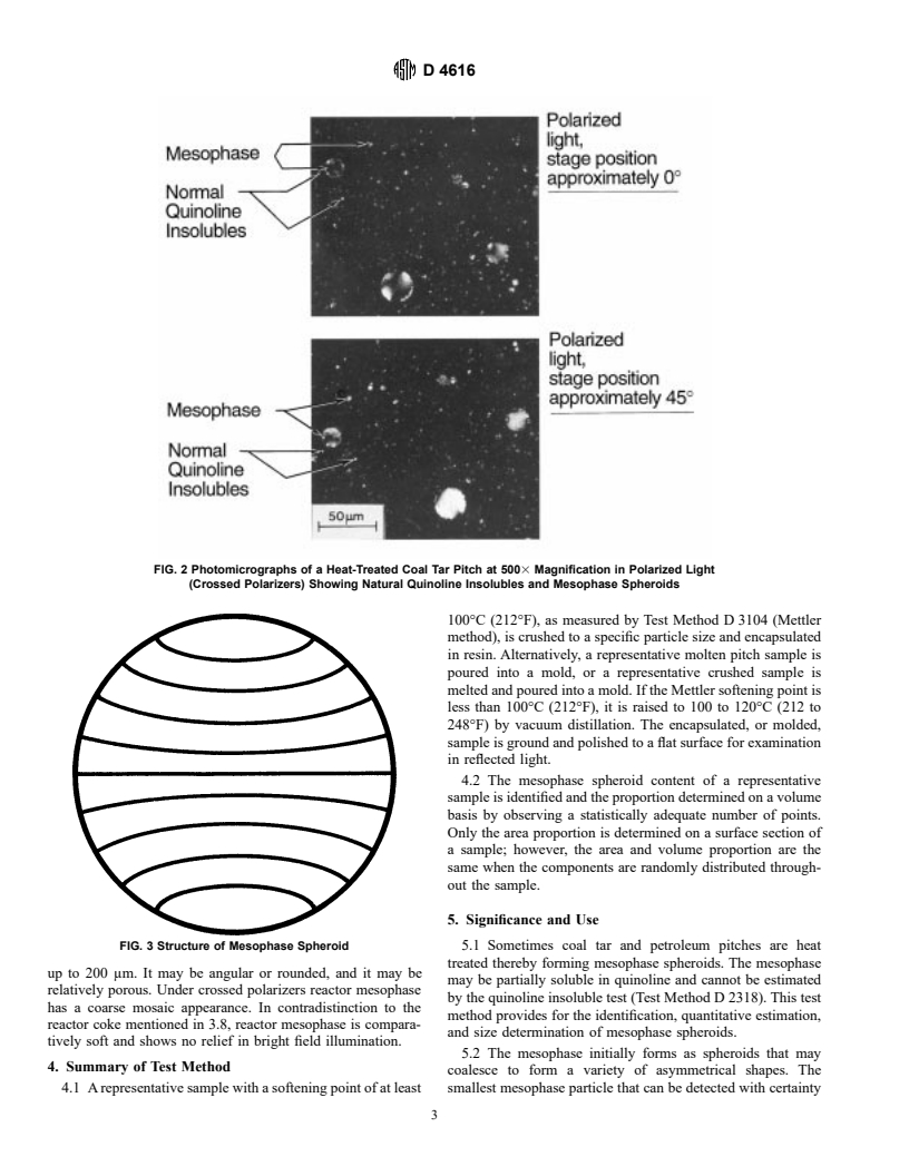 ASTM D4616-95 - Standard Test Method for Microscopical Analysis by Reflected Light and Determination of Mesophase in a Pitch