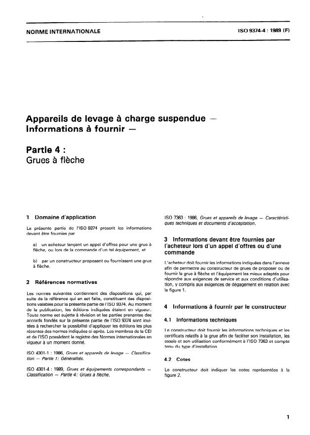 ISO 9374-4:1989 - Appareils de levage a charge suspendue -- Informations a fournir