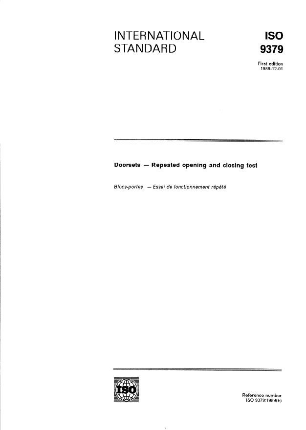 ISO 9379:1989 - Doorsets -- Repeated opening and closing test