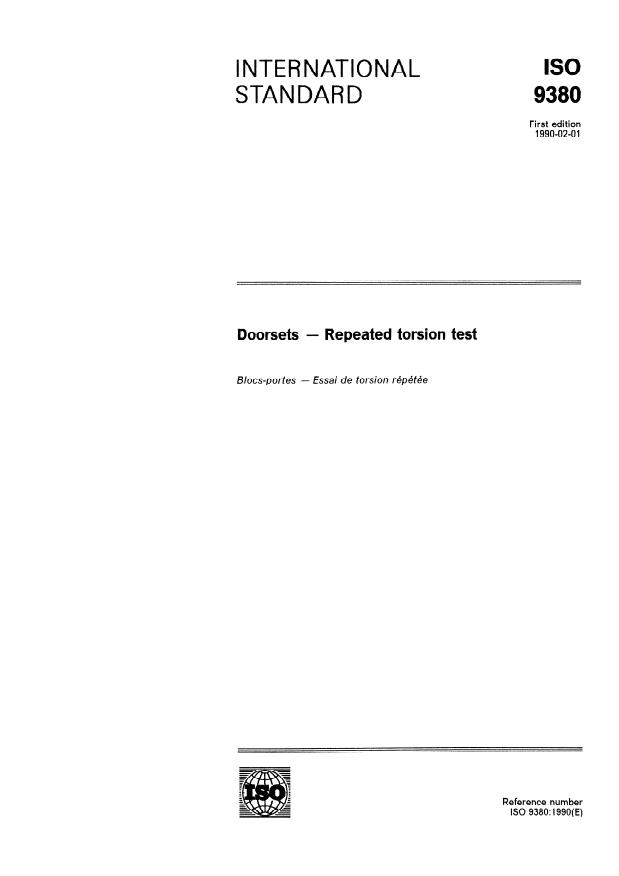 ISO 9380:1990 - Doorsets -- Repeated torsion test