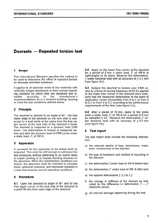 ISO 9380:1990 - Doorsets -- Repeated torsion test