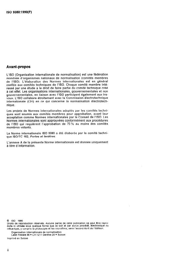 ISO 9380:1990 ISO 9380:1990 - Blocs-portes -- Essai de torsion répétée - Page 2 preview